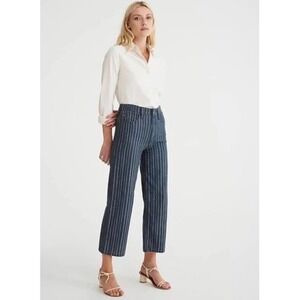 AG‎ Adriano Goldschmied The Etta High Waisted Wide Leg Crop Pinstripe Pants